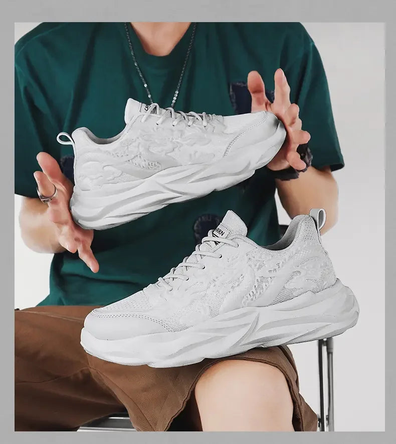 Dragon Pattern Carving Fashion Men's Sneakers