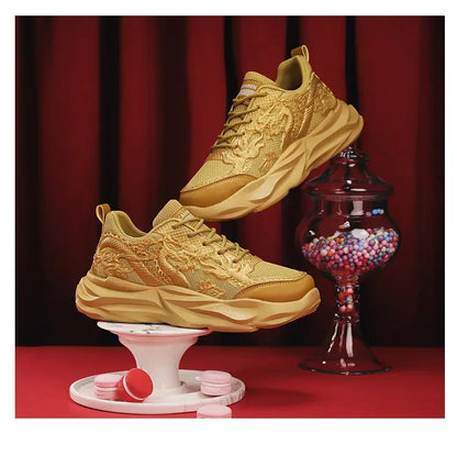Dragon Pattern Carving Fashion Men's Sneakers
