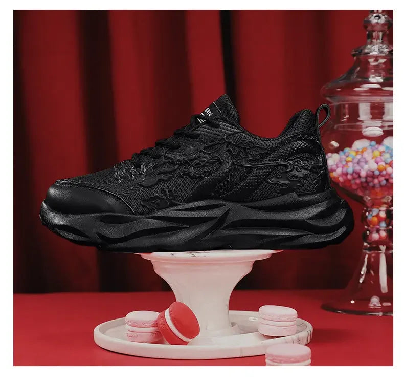 Dragon Pattern Carving Fashion Men's Sneakers