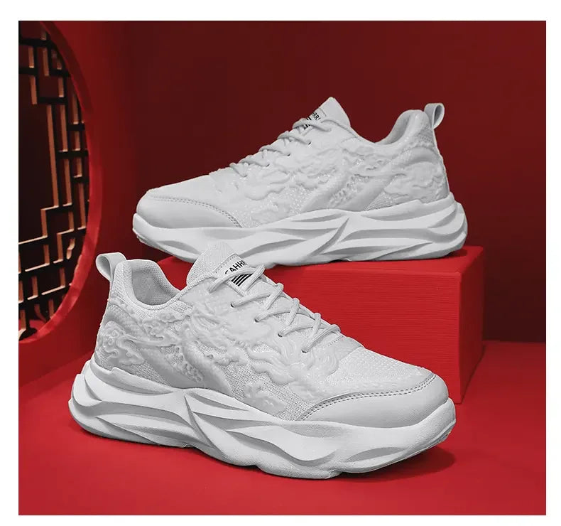 Dragon Pattern Carving Fashion Men's Sneakers