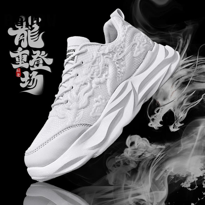 Dragon Pattern Carving Fashion Men's Sneakers