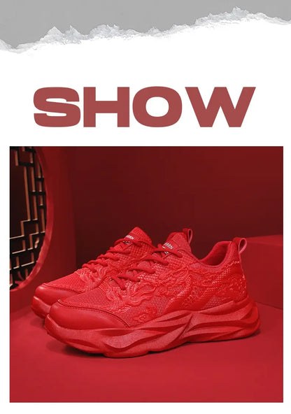 Dragon Pattern Carving Fashion Men's Sneakers
